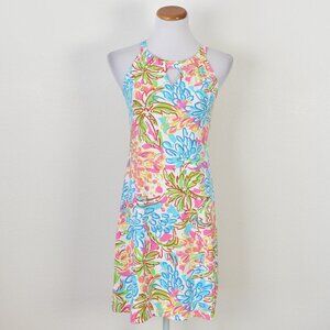 Barbara Gerwit Floral Nylon Halter Keyhole Dress - S